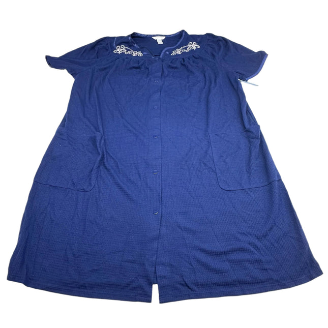 Adonna Women's Viking Blue Snap-Front Housecoat Size XL - New
