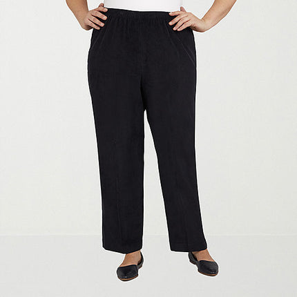 Alfred Dunner Classics Women's Straight Black Corduroy Pant, Size XL Short, New