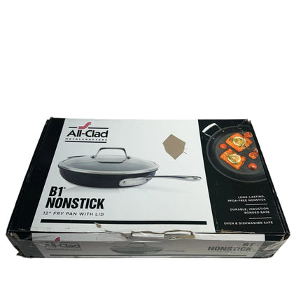 All-Clad B1 Hard Anodized Nonstick 12-Inch Fry Pan with Helper Handle and Lid – Open Box 