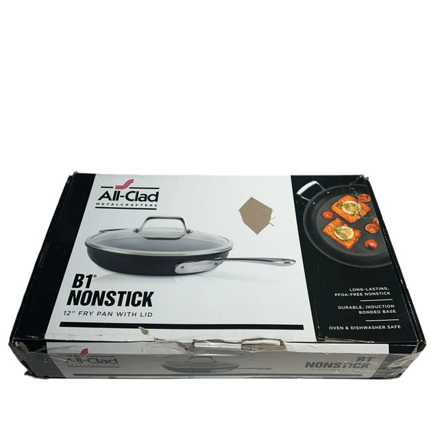 All-Clad B1 Hard Anodized Nonstick 12-Inch Fry Pan with Helper Handle and Lid – Open Box 