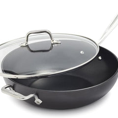All-Clad B1 Hard Anodized Nonstick 12-Inch Fry Pan with Helper Handle and Lid – Open Box 