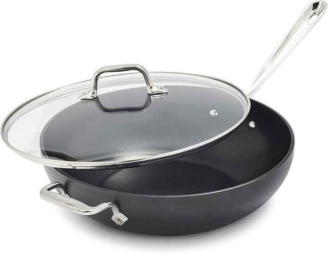 All-Clad B1 Hard Anodized Nonstick 12-Inch Fry Pan with Helper Handle and Lid – Open Box 