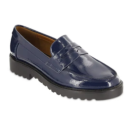 Amore Navy Loafers Blue Patent Slip-On – Size 7.5 Men's – New

