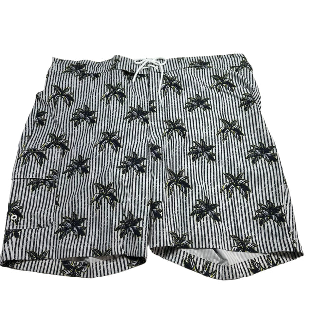 Arizona Men's Black Striped Palm Swim Shorts Size XL - New