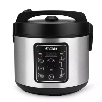 Aroma 20-Cup Digital Multicooker & Rice Cooker - Stainless Steel, New