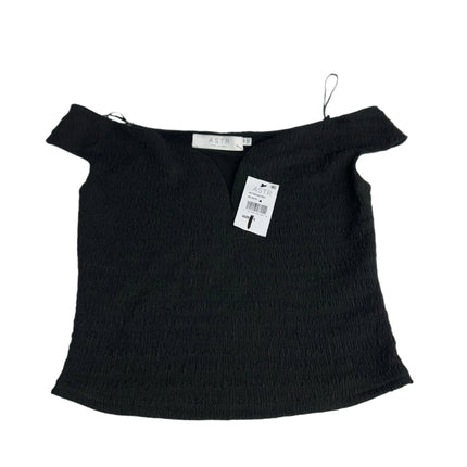 Astr The Label Smocked Off-Shoulder Top Black Size XS New
