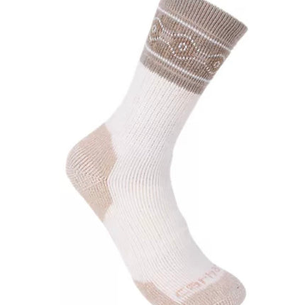 Carhartt Women's Cold Weather Heavyweight Crew Sock Seasonal Striped Crew Socks, Wool Blend 4-Pairs Size 7-9.5