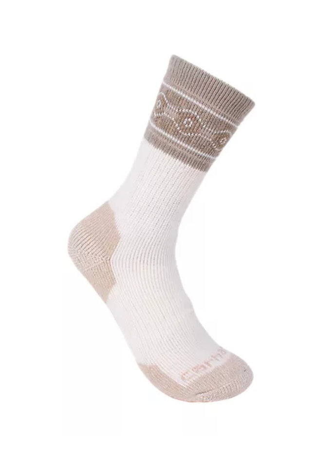 Carhartt Women's Cold Weather Heavyweight Crew Sock Seasonal Striped Crew Socks, Wool Blend 4-Pairs Size 7-9.5