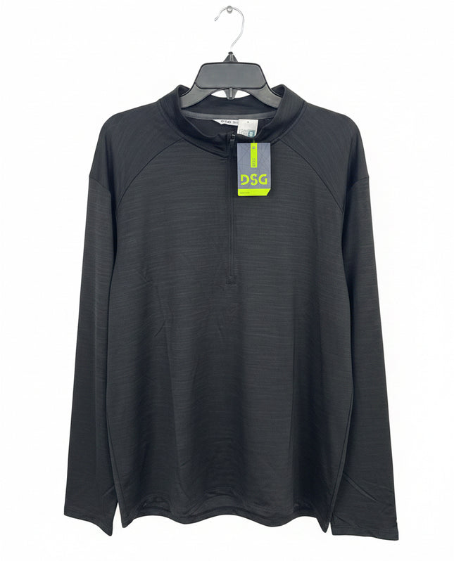 DSG Men's Movement 1/4 Zip Long Sleeve Shirt, Pure Black - Size XL