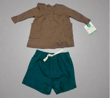 Baby Girls’ 2-Piece Knit Tunic and Teal Shorts Set Size 3 Months