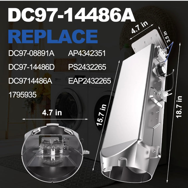 DC97-14486A Dryer Heating Element for Samsung Models - Replacement Part by Romalon, Open Box