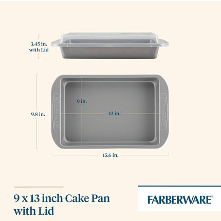 Farberware 9x13 Inch Nonstick Rectangular Baking Pan with Lid - New