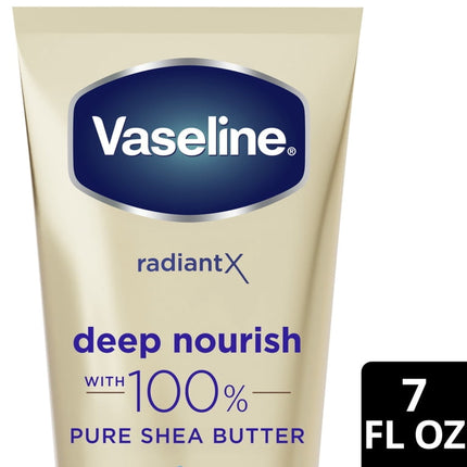 Vaseline Radiant X Moisturizing Body Butter & Lotion Deep Nourish with 100% Pure Shea Butter, 7 oz