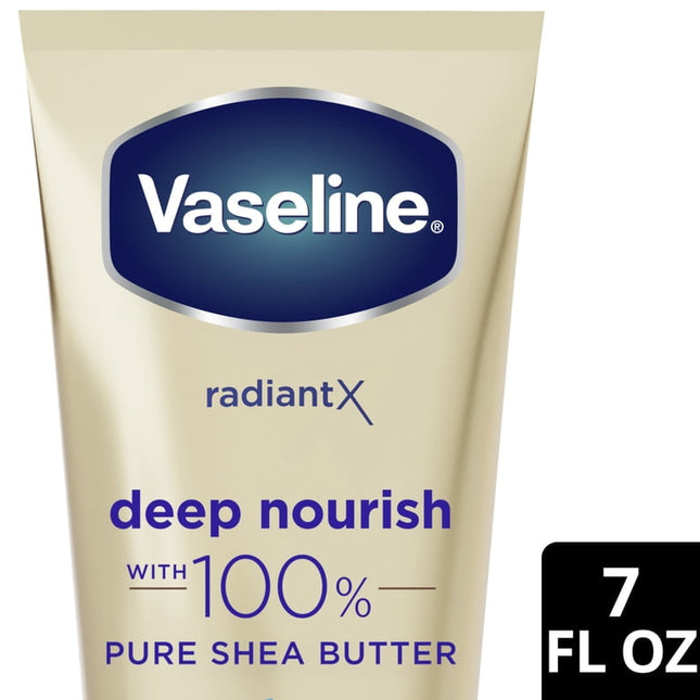 Vaseline Radiant X Moisturizing Body Butter & Lotion Deep Nourish with 100% Pure Shea Butter, 7 oz