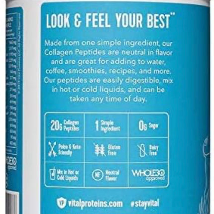 Vital Proteins Natural Whole Nutrition Collagen Peptides - 24 oz, New Exp: 06/11/2029