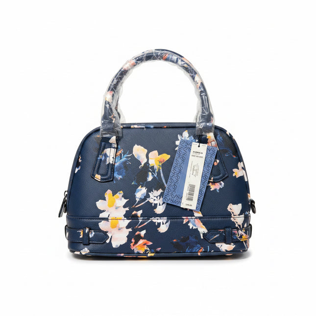 Simply Vera Vera Wang Buena Satchel Handbag Navy Blue Floral