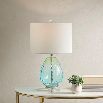 Urban Habitat Glass Table Lamp with White Drum Shade - New Open Box, 24.25” Tall, Open Box