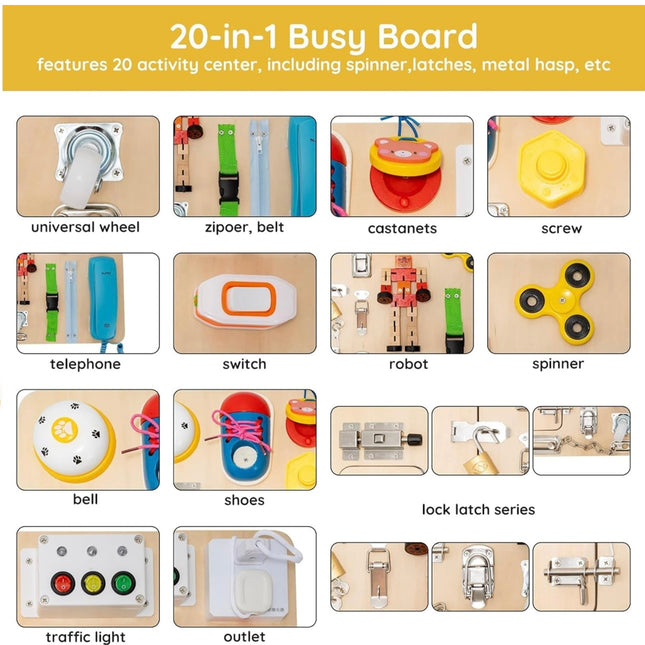 Montessori Busy Board for Toddlers 20-in-1, Large Busy Board, 36x24 - Open Box New