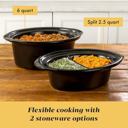 Crock-Pot Choose-a-Crock 6 Quart and Split 2.5 Quart Slow Cooker,  Stainless Steel, New Open Box