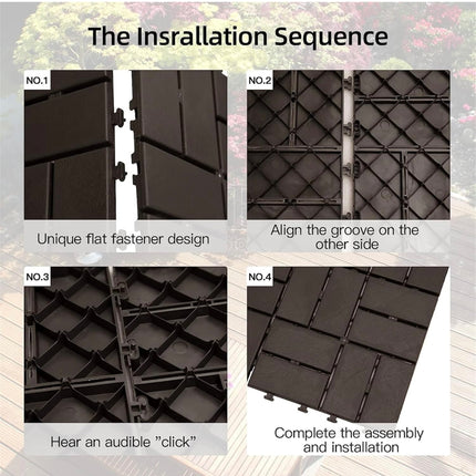 Domi Out Door Living Patio Interlocking Deck Tiles, 27-Pack of 12”x12” Brown Composite Decking Tiles - New Open Box