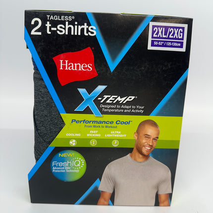 Hanes Men’s X-Temp Performance T-Shirt Pack, Cotton Blend, Moisture-Wicking Tees for Men, 2-Pack, Size 2XL - New Open Box