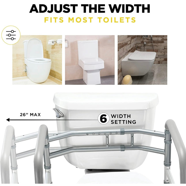 Medical King Toilet Safety Rail - Adjustable Detachable Frame with Handles for Elderly and Handicapped - New With Imperfections