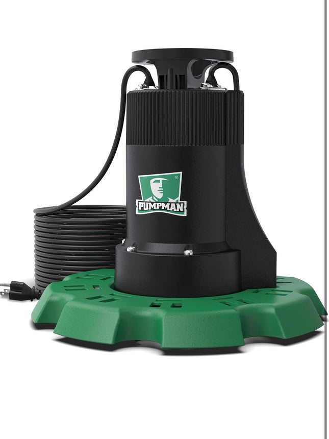 PUMPMAN Automatic Submersible Pool Cover Pump 110 V 1/4 HP 2800 GPH with 2/5” W 10Ft Power Cord