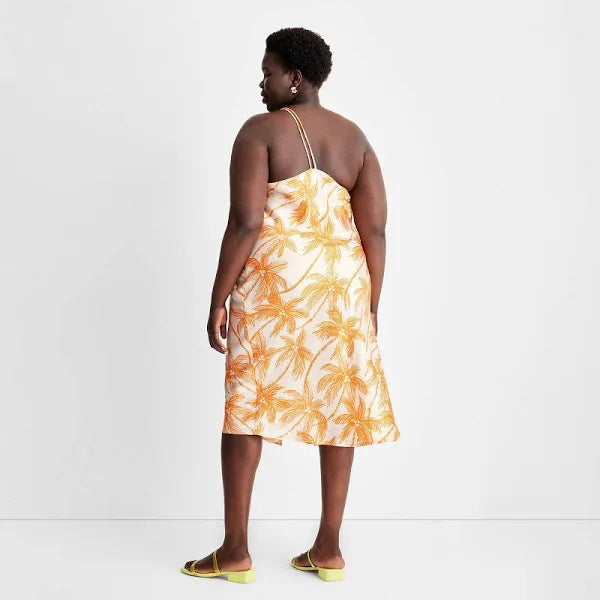 Future Collective Palm Print One-Shoulder Dress XXL New