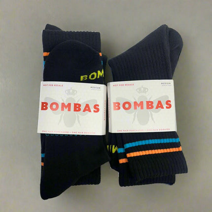 Bombas Men’s Size M Crew Donation Socks (2-Pack, Black) - (Made for Donation) New