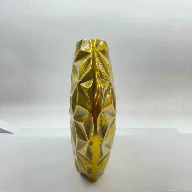 Gold Geometric Vase - Handcrafted in India, Open Box New