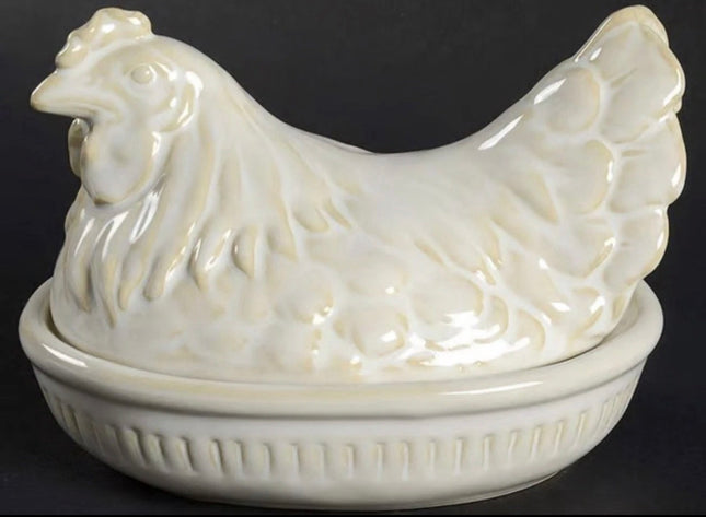 Pottery Barn 12 Days of Christmas Ceramic French Hen’s Centerpiece/ Butter Dish