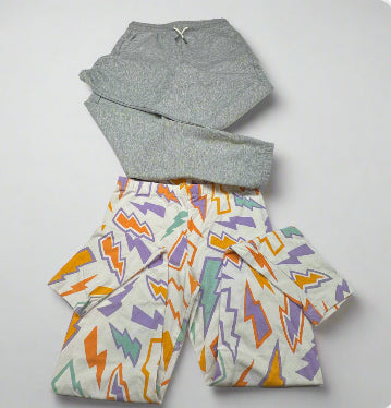 Girls’ 2-Pack Gray Joggers and Lightning Print Leggings Size XL (14) - New