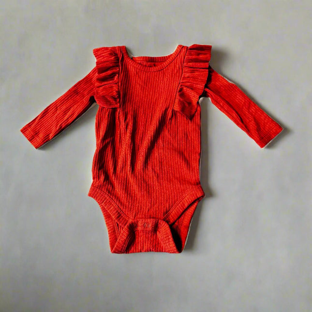 Baby Girls' Ribbed Long Sleeve Onesie Top - Cat & Jack™, Rust, New

