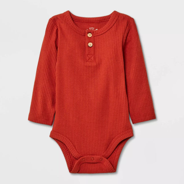 Baby Long Sleeve Henley Bodysuit - Cat & Jack™, Rust, New

