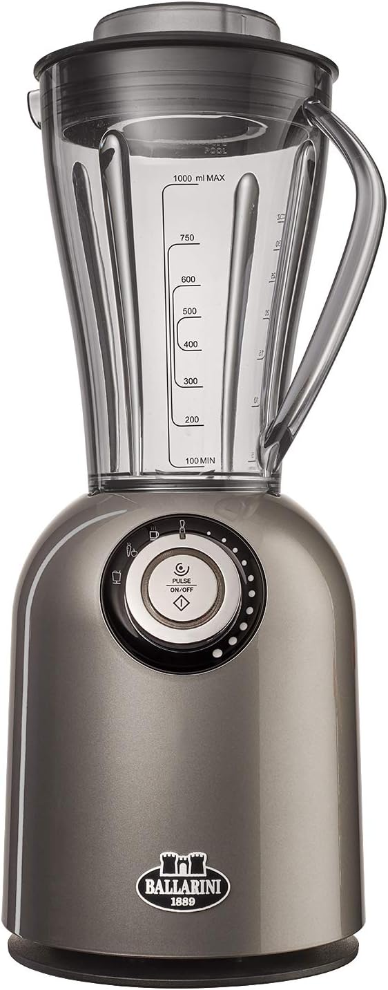 Ballarini Tesoro Countertop Blender – Metallic Grey, 800W, 32oz Carafe, Personal Cup Included