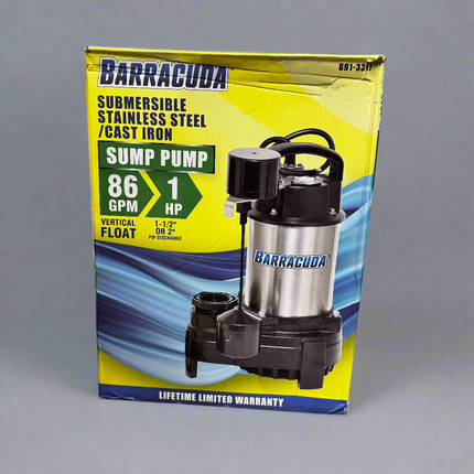 Barracuda 1 HP Cast Iron Sump Pump Side Discharge with Vertical Float Switch New