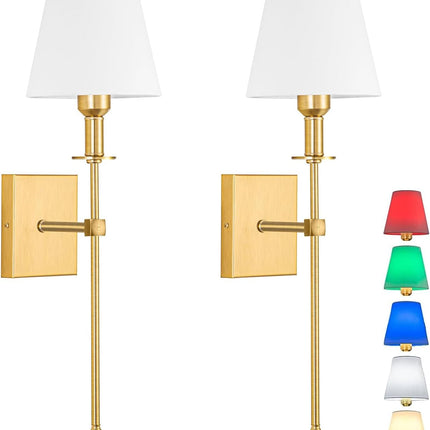 Battery Operated Wall Sconces Set of 2 - Indoor Rechargeable with Remote and Dimmer Settings - New
