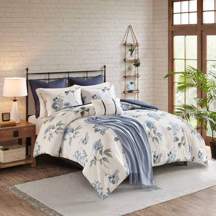 Benita 7pc Printed Seersucker Comforter Set - Blue (New)