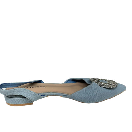 Berness Embellished Pointed Toe Slingback Flats Light Blue Size 8.5 Women's New Without Box
