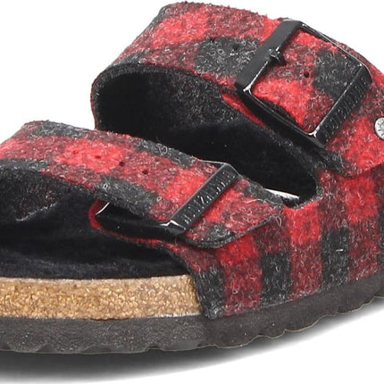 Birkenstock Arizona Shearling Sandals Red Wool Size 9 Women’s New