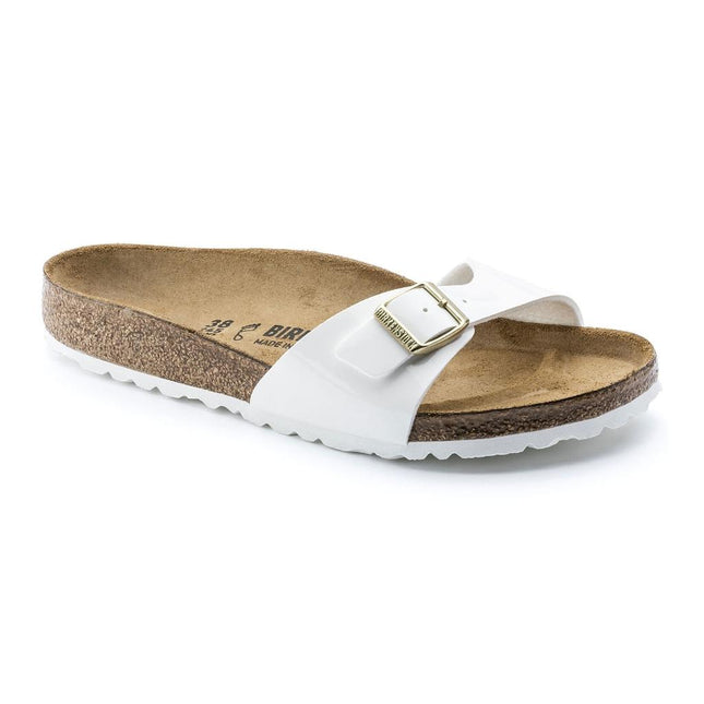 Birkenstock Madrid Birko-Flor Patent White Sandals Size 8 Women’s New
