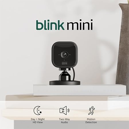 Blink Mini Compact Indoor Smart Security Camera (2-Pack) - Black (Open Box)