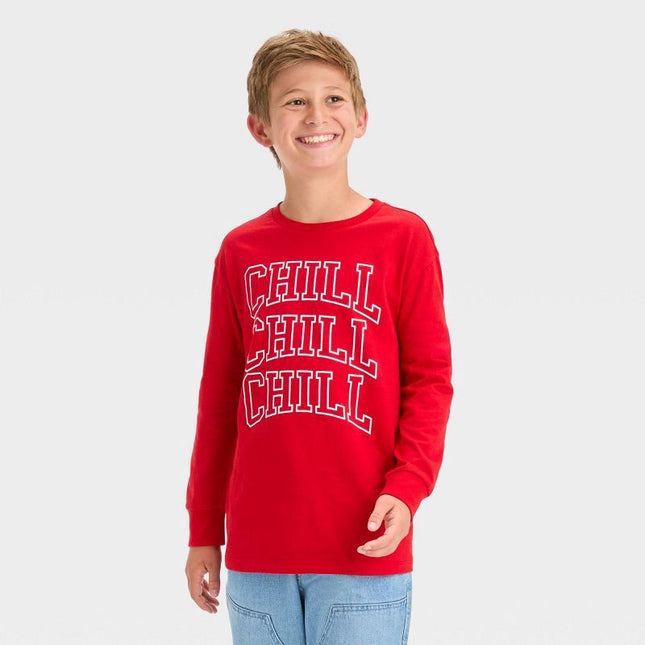 Boys' Chill Chill Chill Long Sleeve Graphic T-Shirt - art class™, New, Red