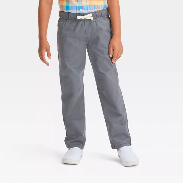 Boys' Gray Stretch Straight Fit Woven Pull-On Pants - Cat & Jack™, New- 8