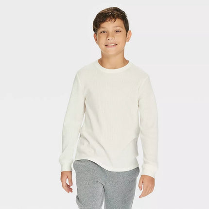 Boys' Long Sleeve white thermal' T-Shirt - Cat & Jack™, New,