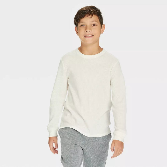 Boys' Long Sleeve white thermal' T-Shirt - Cat & Jack™, New,