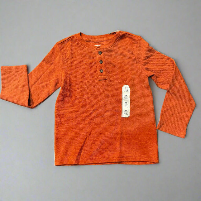 : Boys' Orange Long Sleeve Pocket Henley Shirt - Cat & Jack™, New
