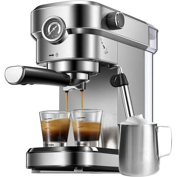 Brewsly Espresso Machine 15 Bar Stainless Steel Coffee Maker with Frother New
