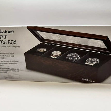 Brookstone Men's 4-Piece Watch Case - New, Dark Brown