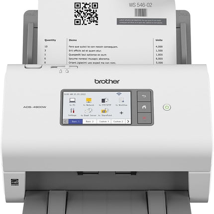 Brother ADS-4900W Professional Desktop Scanner with Fast Scan Speeds, Duplex, Wireless, and Large Touchscreen, White (New)